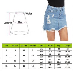 Basic Pocket Blue Ripped Casual Mini Denim Skirt