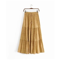 Leopard Maxi Boho Cotton Sexy Long Skirt Geometric Pattern Bohemian