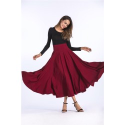 Vintage Pleated Flared Pockets Lace Up Bow Plus Size Slit Long Maxi Skirt