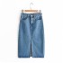 Sexy Denim Fashion Split Mid Calf Length Skirt Vintage Pocket