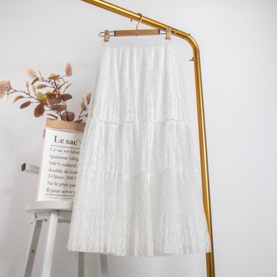 Hollow Out Long Lace Skirt