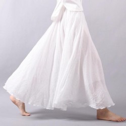 Elegant High Waist Linen Maxi Skirt