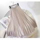 Metal Color Pleated Midi Skirt