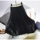 Metal Color Pleated Midi Skirt