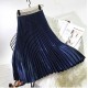 Metal Color Pleated Midi Skirt