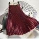 Metal Color Pleated Midi Skirt