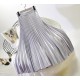 Metal Color Pleated Midi Skirt