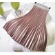 Metal Color Pleated Midi Skirt