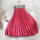 Metal Color Pleated Midi Skirt