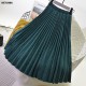 Elegant Suede Pleated Midi Skirt