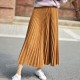 Elegant Suede Pleated Midi Skirt