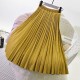 Elegant Suede Pleated Midi Skirt