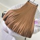 Elegant Suede Pleated Midi Skirt