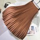 Elegant Suede Pleated Midi Skirt