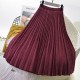 Elegant Suede Pleated Midi Skirt