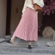Elegant Suede Pleated Midi Skirt