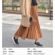 Elegant Suede Pleated Midi Skirt