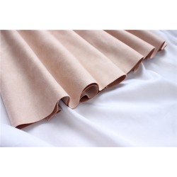 Suede High Waist Midi Skirt Vintage Style Elastic Ladies A-Line Skirt
