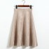 Suede High Waist Midi Skirt Vintage Style Elastic Ladies A-Line Skirt