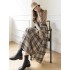 Warm Midi Long Skirt Style Irregular Plaid Mid-Length