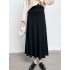 Knit Midi Long Skirt Style Green Stripes Mid-Length High Waist Skirt