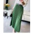 Fashion Diamond Beaded Satin Midi Long Pleated Skirt Women Style High Waist