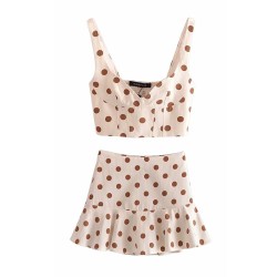 Cute Dot Summer Dress Suit Women 2 Pieces Mini Dress Sets