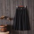 Midi Knee Length Pleated A-line School Skirt With Belt