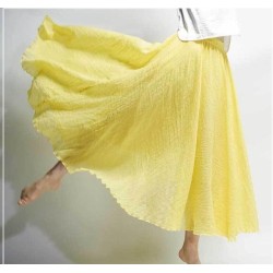Boho Vintage Linen Cotton Pleated Long Skirt
