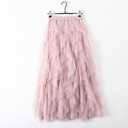 Irregular Tulle Skirt Elegant High Waist Pleated