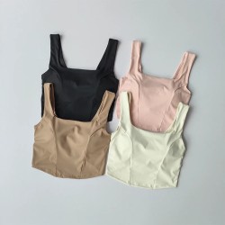 One-piece Cup Cross Back Sports Bra Tank Top