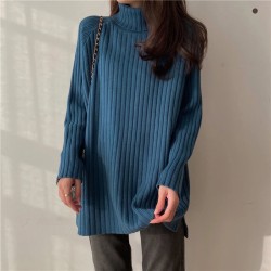 Turtleneck Women Colors Pullover Casual Loose Knit Long Sweaters
