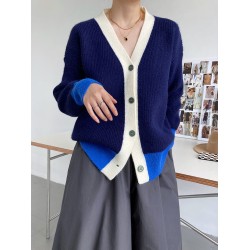 Vintage Cardigan V Neck Single-breasted Korean Chic Knitted Sweater