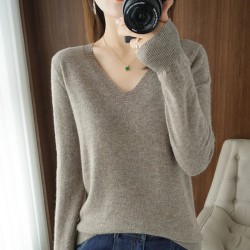 V-neck Pullover Lace Neck Hollow Out Design Casual Long Sleeve Sweater
