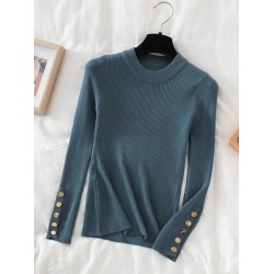 pullovers casual autumn button o-neck chic sweater