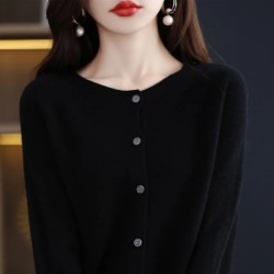 sweater women's cardigan solid color autumn and winter ladies' top