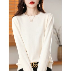 Knitted Sweater Round Neck Top Pullover Long Sleeved