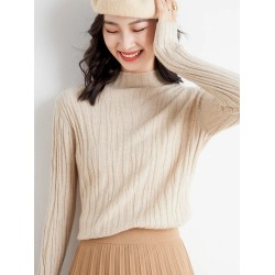 Women Sweater Turtleneck Long Sleeve Pullover Casual Vintage Basic