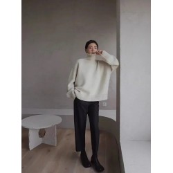 High Neck Pullover Warm Loose Knitted Base Sweater Jacket Tops