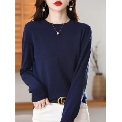 Knitted Sweater Round Neck Top Pullover Long Sleeved