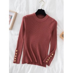 pullovers casual autumn button o-neck chic sweater