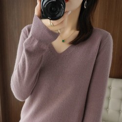 V-neck Pullover Lace Neck Hollow Out Design Casual Long Sleeve Sweater
