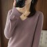 V-neck Pullover Lace Neck Hollow Out Design Casual Long Sleeve Sweater
