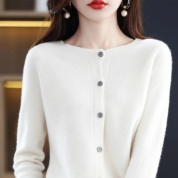 sweater women's cardigan solid color autumn and winter ladies' top