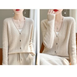 women's hollow V-neck pullover fashion warm knit cardigan top