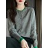 Knitted Cardigan Sweater Clothing O-neck Patchwork Long Sleeve Tops
