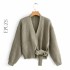 knitted Cardigan long sleeve sashes chic sweater Streetwear Womens Knit Sweater