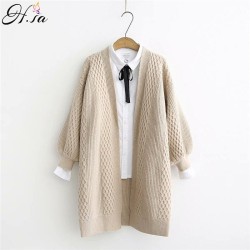 Long Sweater and Cardigans Lantern Sleeve Loose Knitted