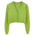 Long Sleeve Sweater Cardigan Sexy V-Neck Button Down Cropped Jacket