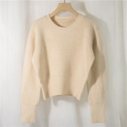Women's Sweater Pullovers Warm Minimalist Short Elegant Solid Sweet Jumpers